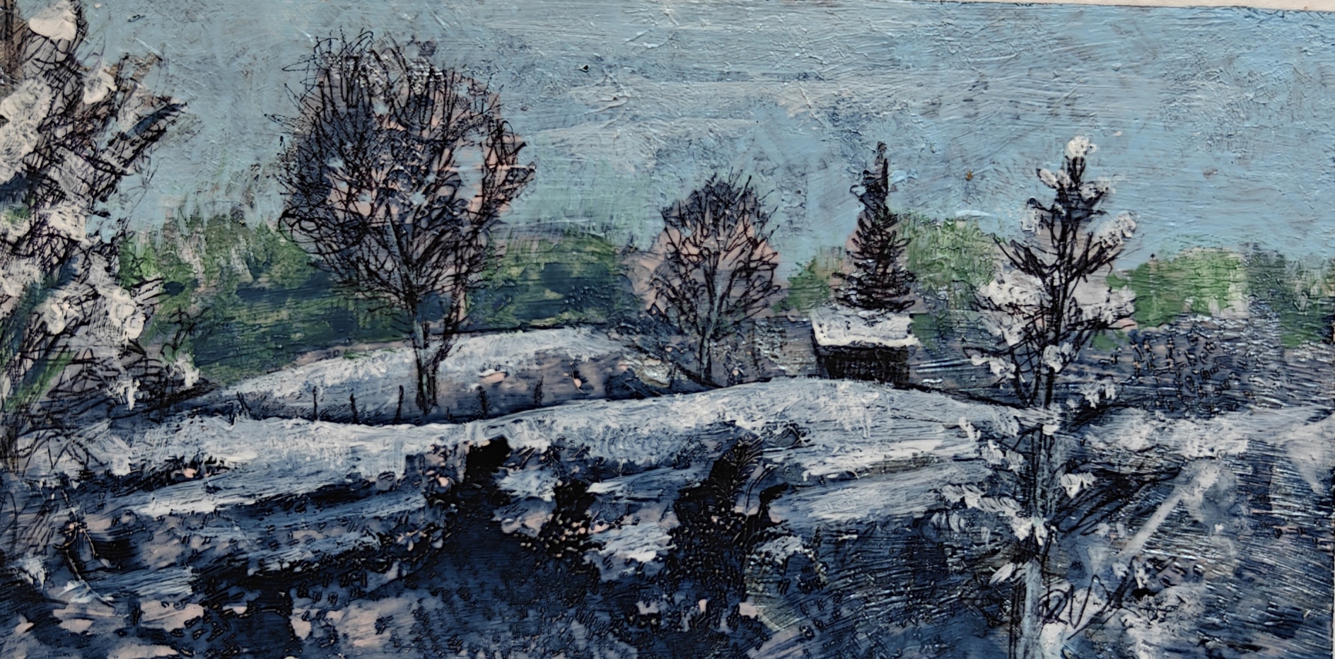 Kvebergsvangen, Alvdal, akryl-maleri, Live Ness ART